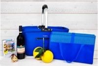 צידנית מתקפלת אלומיניום גדולה, יין אדום  750 מ"ל, חרוסת 30 גרם, מפת ארץ ישראל, מחצלת מתקפלת