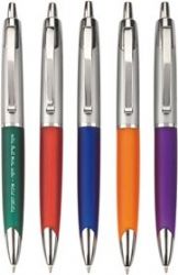 עט לפרסום, כנס, עט עם לוגו  -עט כדורי, גוף מוכסף, חלקים ממתכת, מנגנון לחיצה