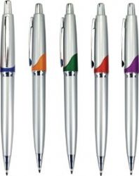 עט לפרסום, כנס, עט עם לוגו  -עט כדורי, גוף פלסטיק מוכסף, מילוי דמוי פרקר