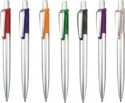 עט לפרסום, כנס, עט עם לוגו  -עט כדורי, גוף פלסטיק מוכסף, מילוי דמוי פרקר