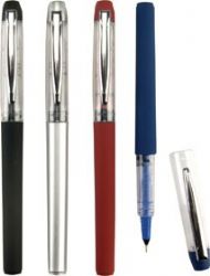 עט לפרסום, כנס, עט עם לוגו  -עט רולר, חוד סיכה, גימור גומי-כסף, 0.7 מ"מ, FREE I