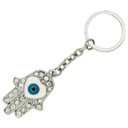 מחזיק מפתחות חמסה עין עם אבני שיבוץ זוהרות