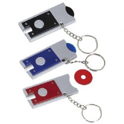 מחזיק מפתחות לד עם מטבע פלסטיק לעגלות