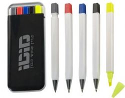 מעמד שולחני או לכיס מפלסטיק, 2 עטים כדוריים, עפרון מתאים לאירועים, כנסים, ועידות, מוצר קד"מ