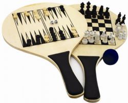 סט מטקות משחקים: שש-בש, דמקה עם חיילים וקוביות