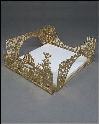 מעמד לדפי ממו בעיצוב ירושלים, מצופה כסף אמיתי או זהב 24 קראט.