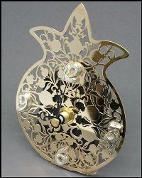 שעון רימון בעיצוב רימונים שולחני, מצופה כסף אמיתי או זהב 24 קראט.